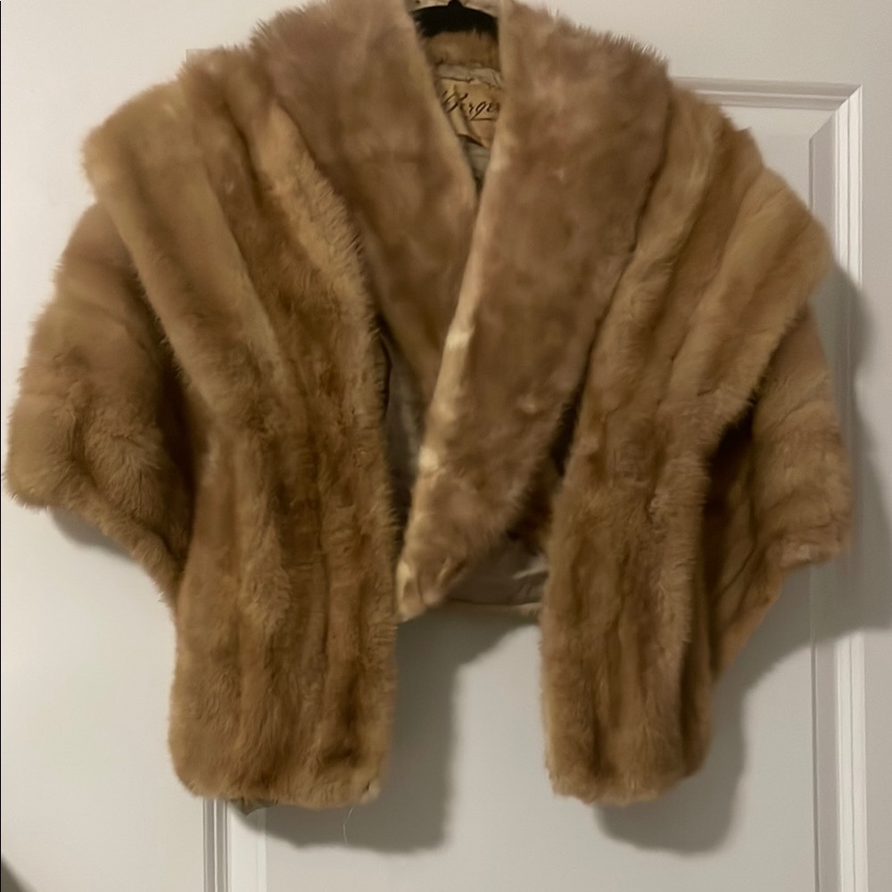 Berger Fur Shawl in Cream